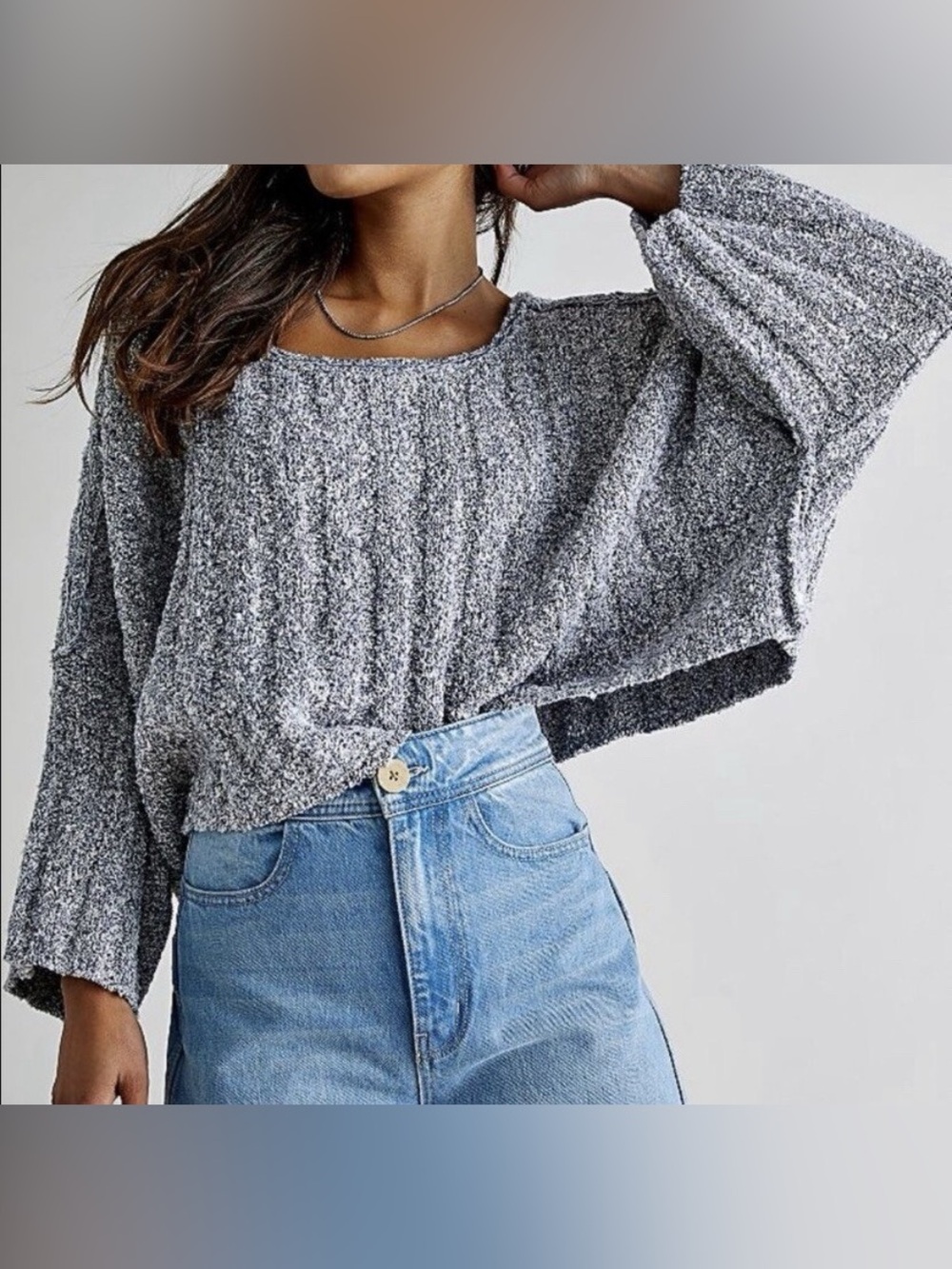 Free People Good Day Pullover Sweater in Gray, Size Small